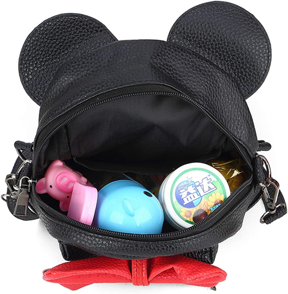 Girls Mini Backpack Purse Mouse Ear Polka-Dot Sequin Bow Convertible Backpack to Crossbody Bag for Women (Black Sequin Bow, W7.5 X H8.7)