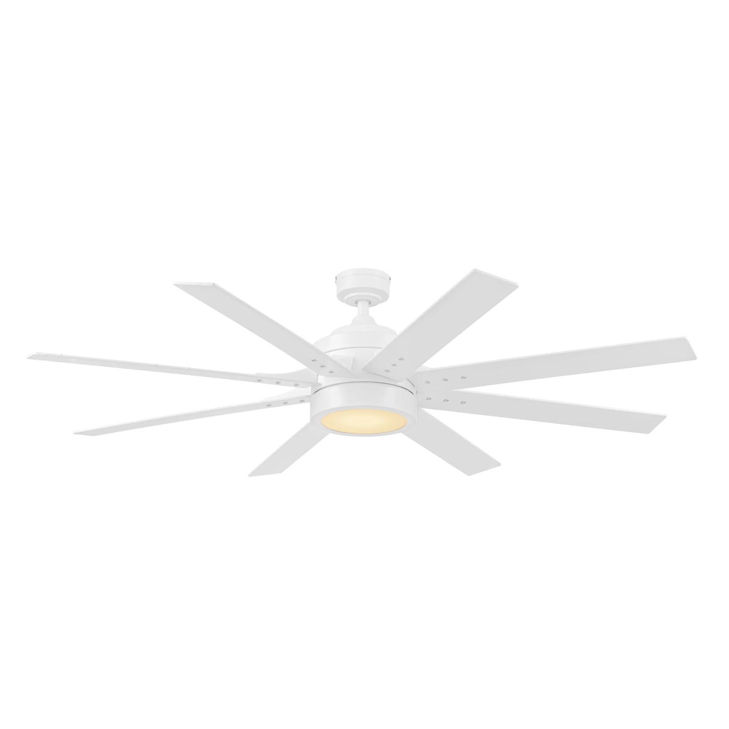 62" White Large Room Indoor Ceiling Fan with Light, 8 Blades, Remote & Reverse Airflow