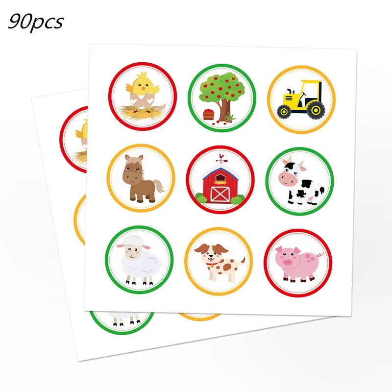 Farm Animals Theme Birthday Party Decoration Kids Paper Napkins Plates Cups Bags Disposable Party Tableware Decorative Plates