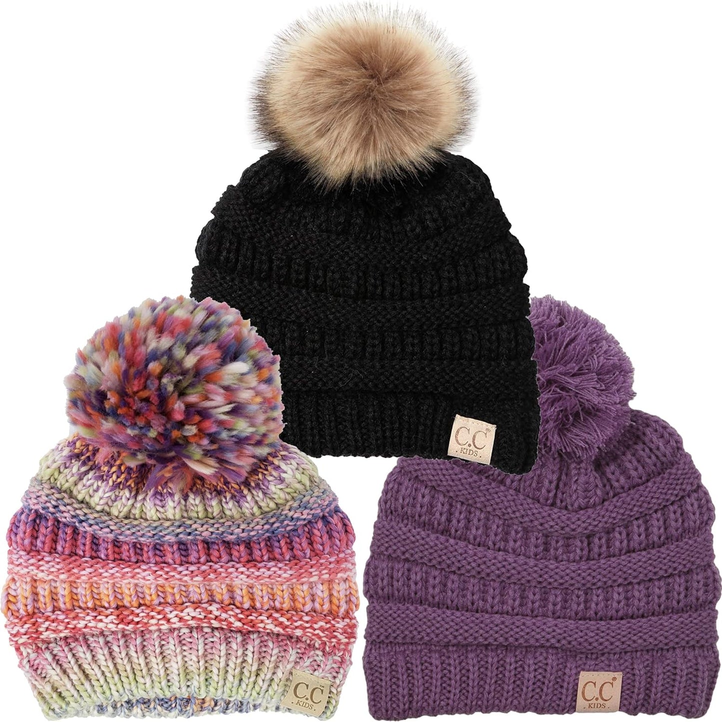 Cozy Toddler Cable Knit Pom Beanie - Warm Winter Hat for Kids