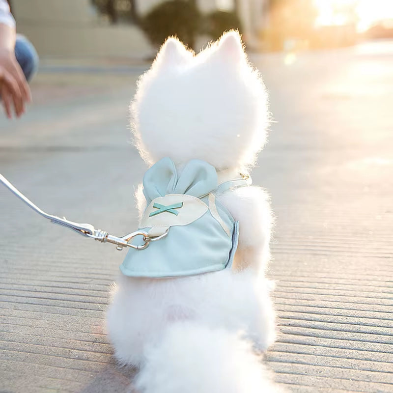 Cute Pet Dog Harness Leash Set Pet Chest Strap Breathable Dog Leash Walking Rope for Small Dogs Pomeranian Pet Vest Harness Rope