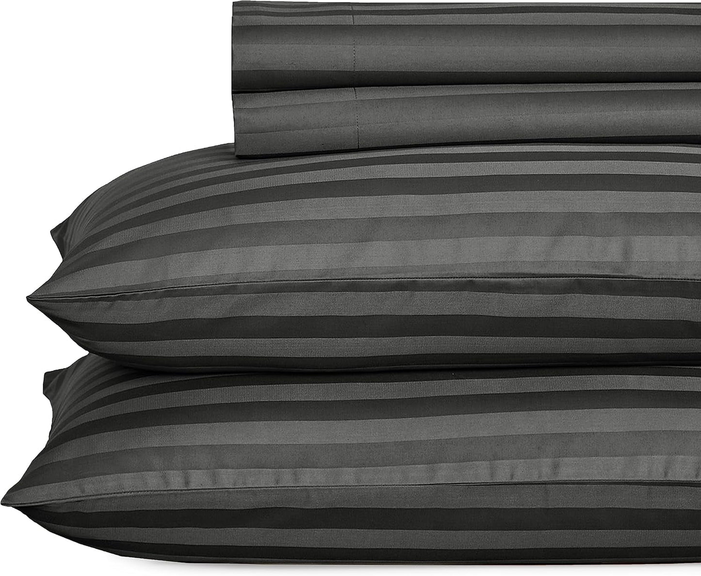 - Cotton Sheets for King Size Bed Soft 100% Cotton Cooling Sheets Deep Pockets Snug Fit Elastic, 500 Thread Count, 4-Pc, Hotel Quality, Damask Stripe Bedsheet Set (Grey)