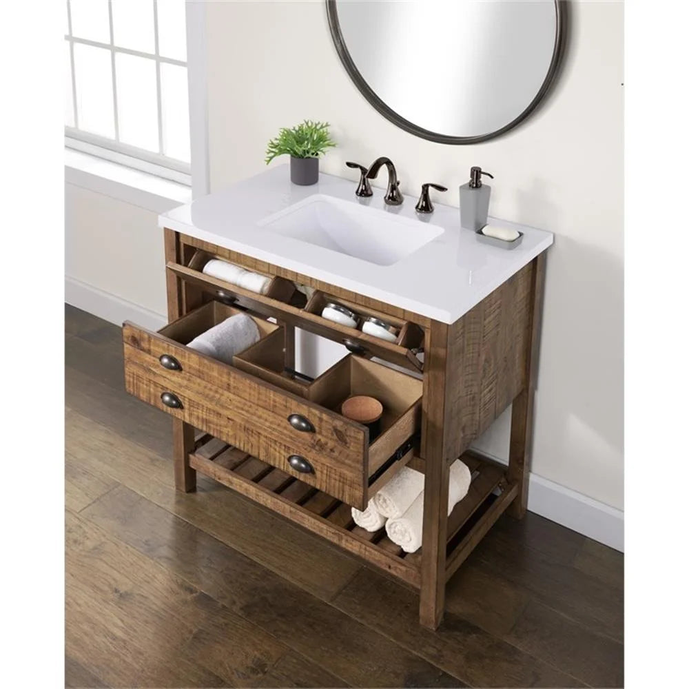 Monterey 37" Wood Single Bathroom Vanity Natural Brown