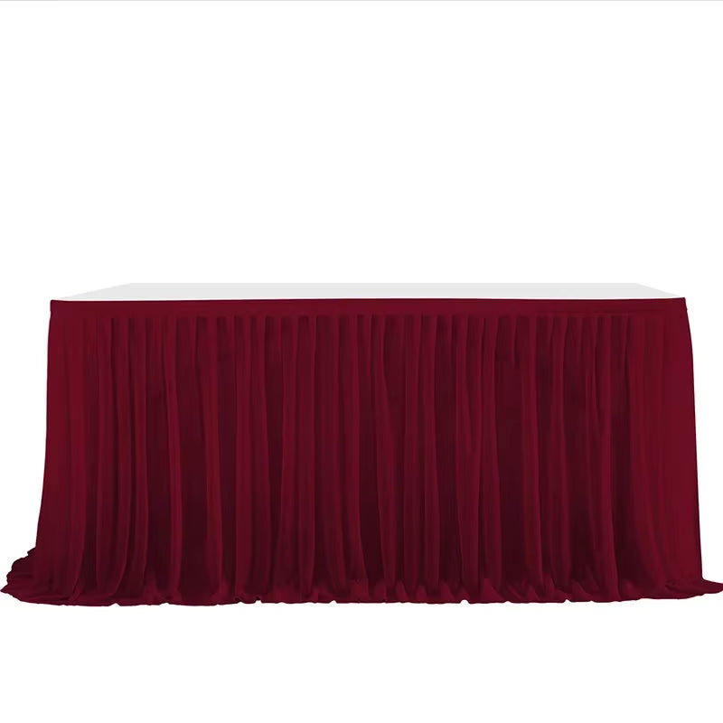 6/9FT Party Table Skirt Birthday Pleated Dessert Tablecloth Cover Wedding Festive Table Skirting Baby Shower Home Table Decor