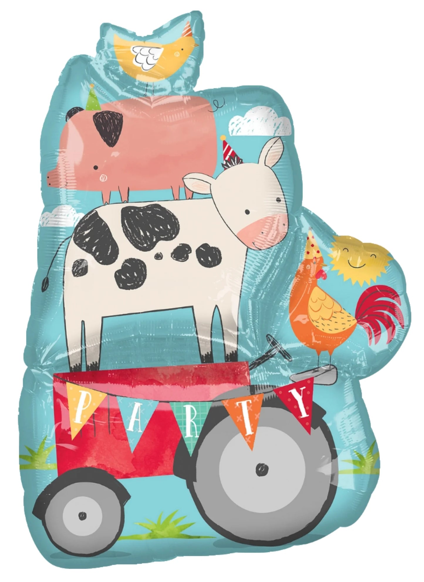 Barnyard Farm Animals Birthday Bouquet of Balloons, Includes 5 Foil Balloons