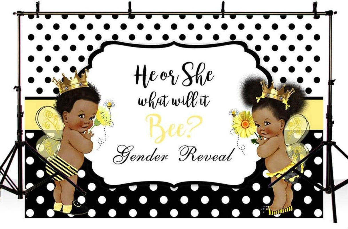 Bee Gender Reveal Backdrop Bee Baby Shower Decorations Banner What Will It Bee He or She Photography Background Banner Cake Table Photo Studio Prop 7X5Ft