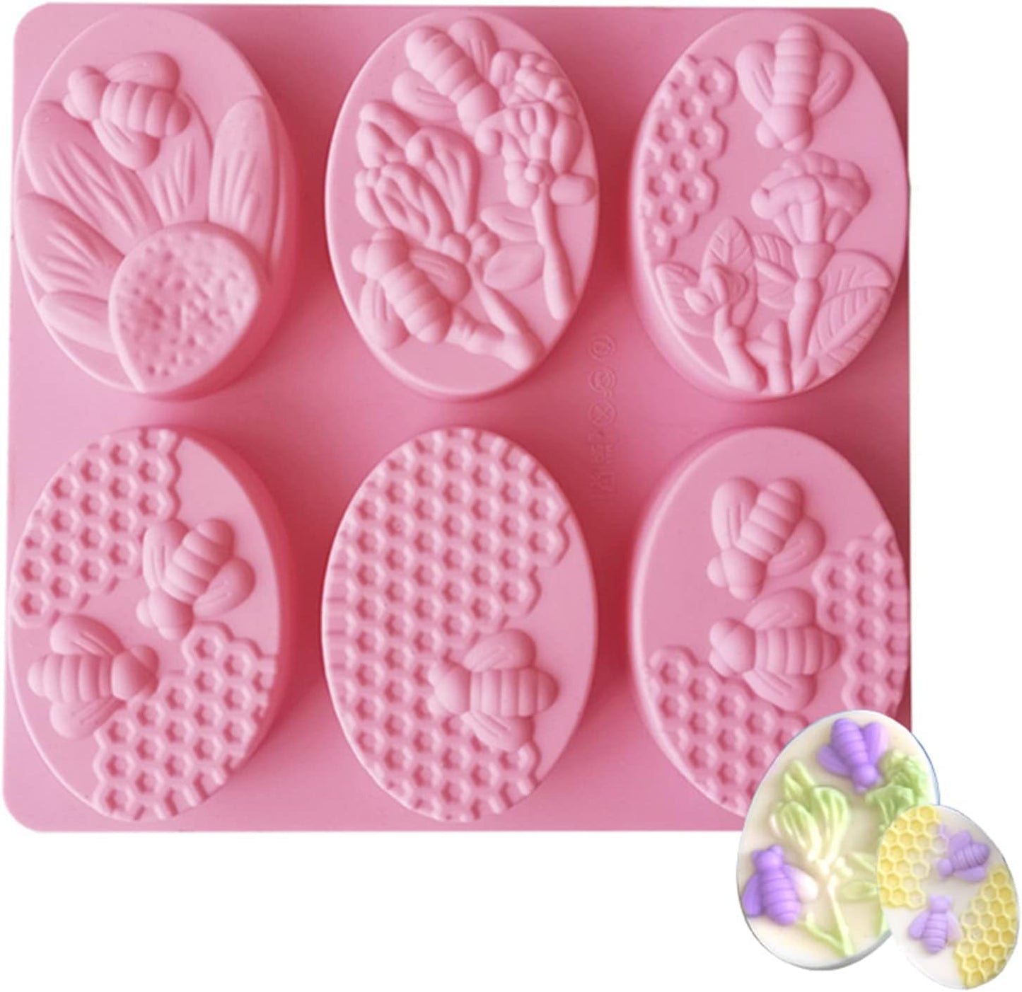 2Pcs Bee Silicone Soap Molds, Honeycomb Molds for Chocolate Jelly Candy Making
