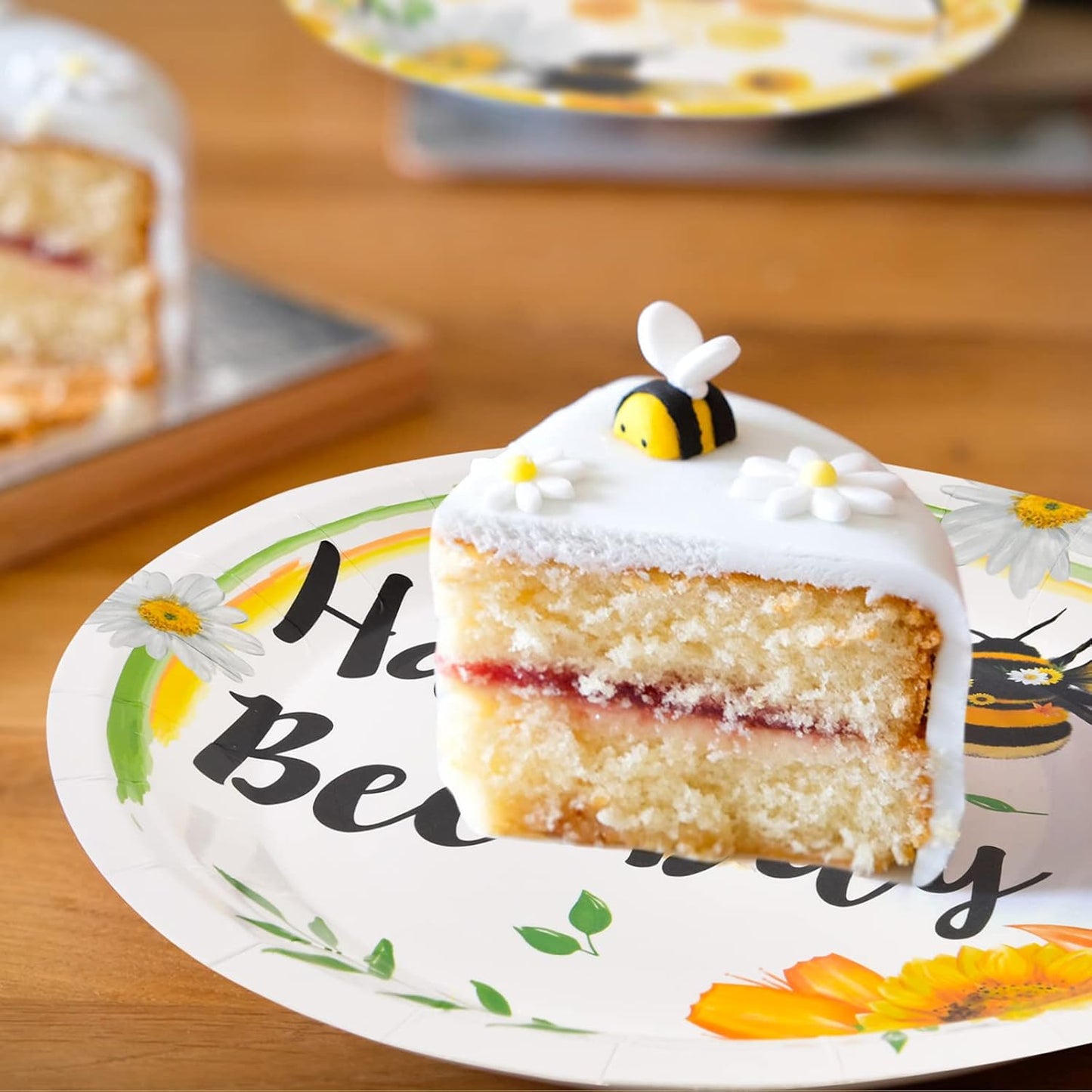 Bee Party Plates and Napkins - 48 PCS Happy Bee Day Party Supplies for Kids Honey Bee Party Tableware Set Dinner Dessert Cake Plates Lunch Napkins Serves 16 Guests