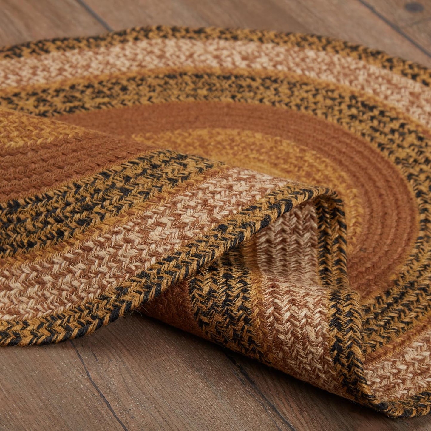 Kettle Grove Jute Oval Area Rug Primitive Country Style Detached Non Skid Pad 24X36