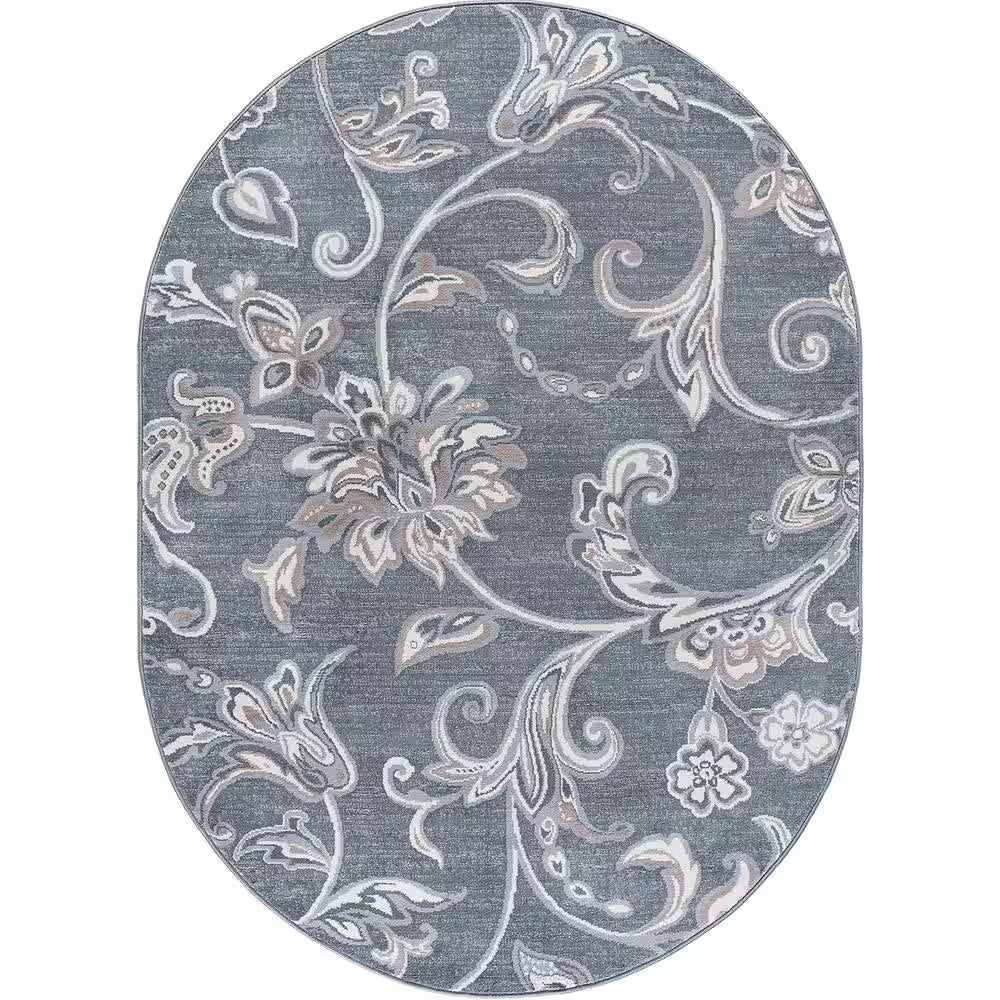 Madison Floral Navy 6 Ft. round Indoor Area Rug