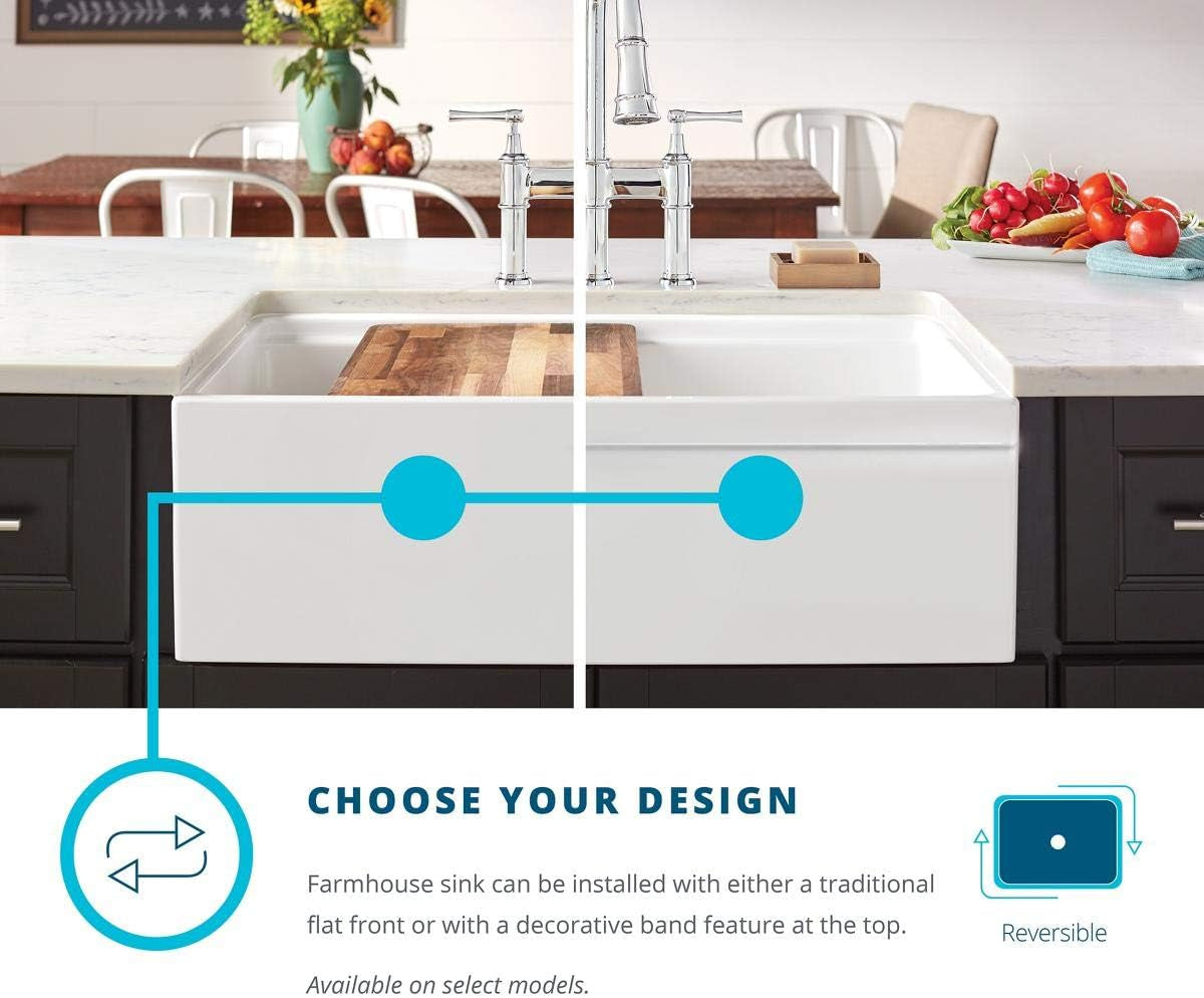 SWUF3320WH Fireclay 60/40 Double Bowl Farmhouse Sink with Aqua Divide, White