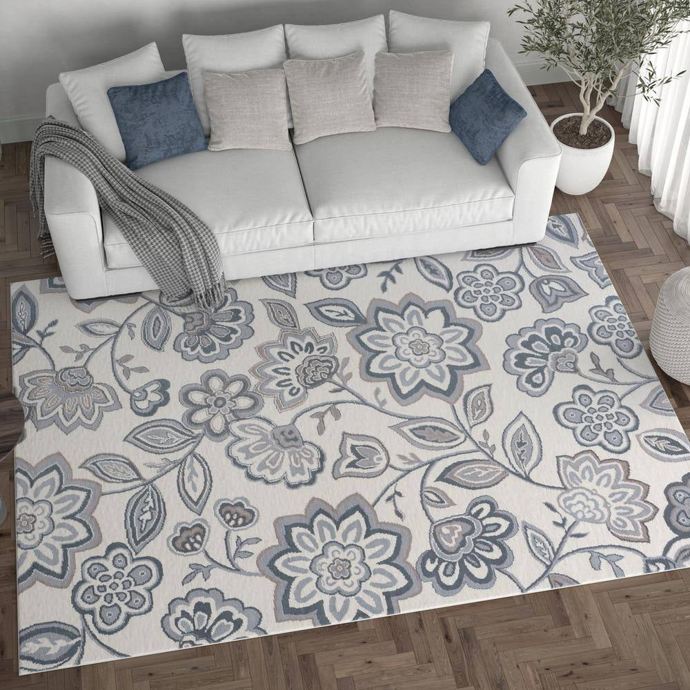 Madison Floral Cream 5 Ft. X 7 Ft. Indoor Area Rug