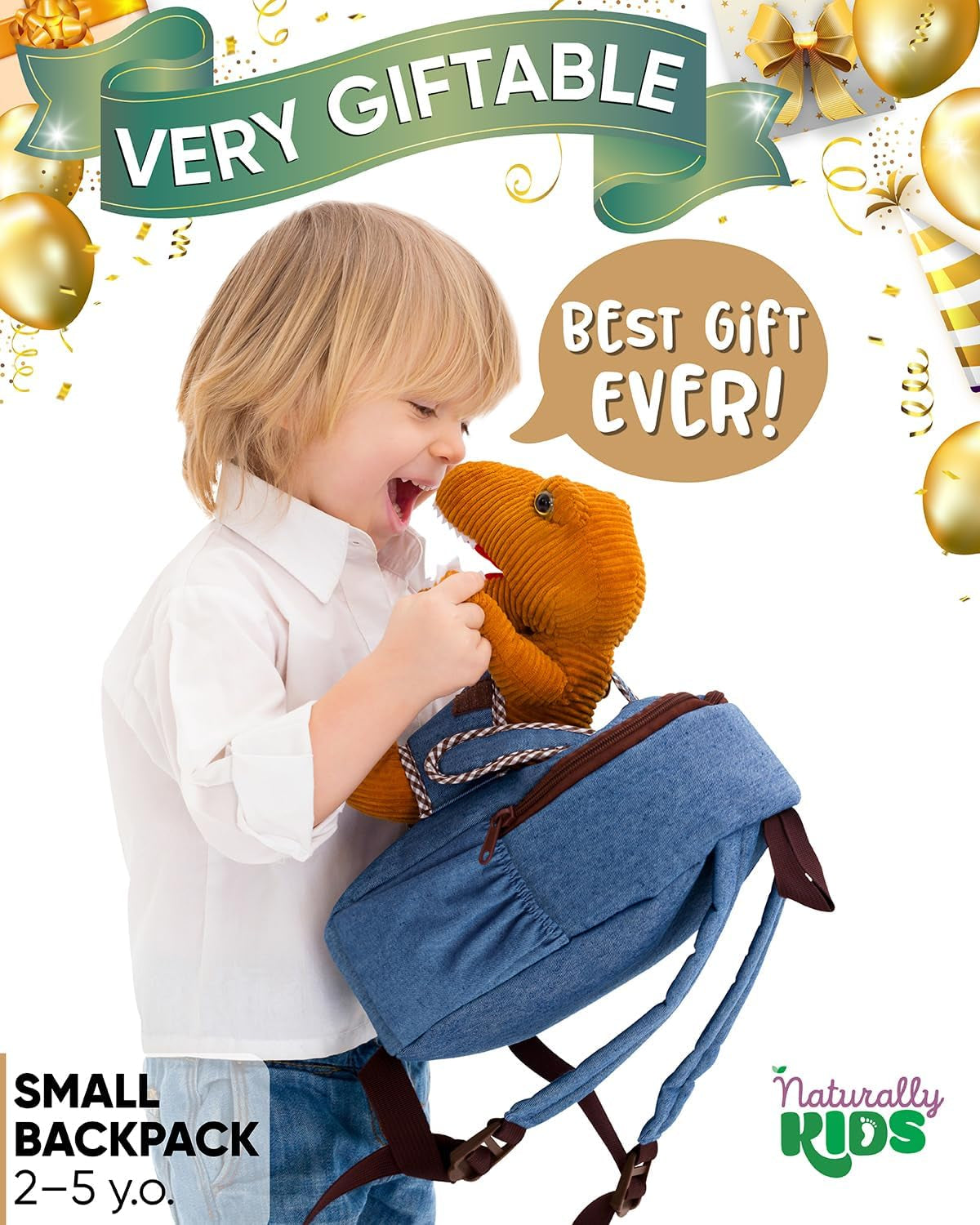 Dinosaur Backpack for Kids 3-5, Toddler Backpack for Boys with Detachable Dinosaur Toy with Pockets and Reflective Logo Patch
