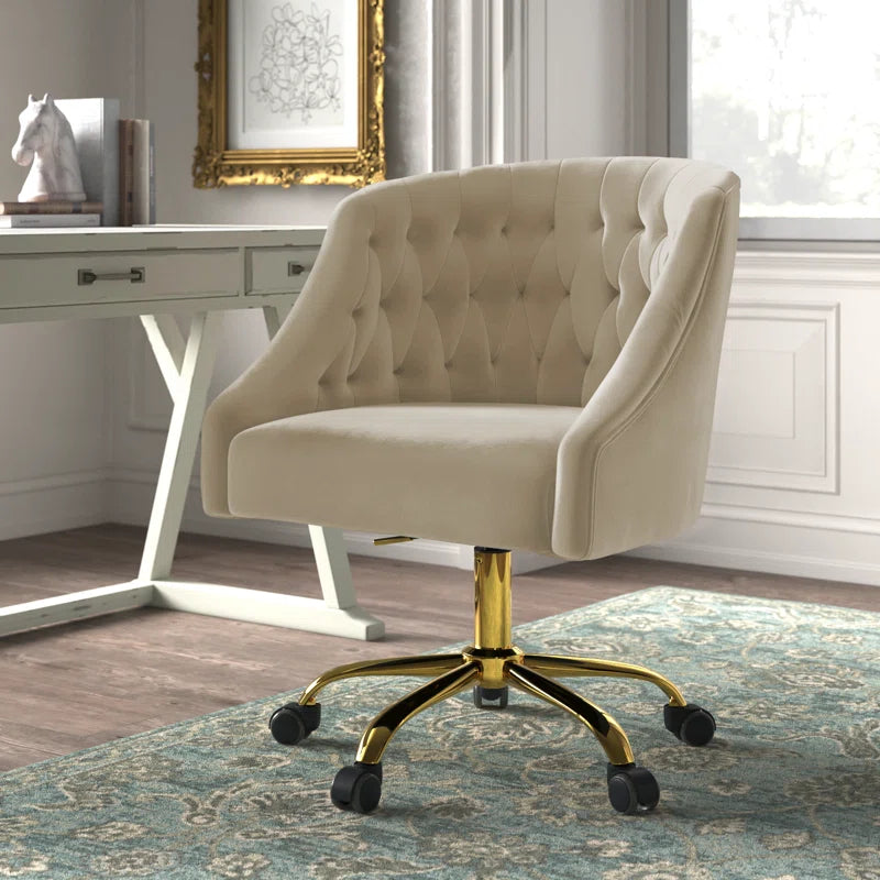 Louise 35.5'' H Velvet Hand-Curated Task Chair with Button Tufted
