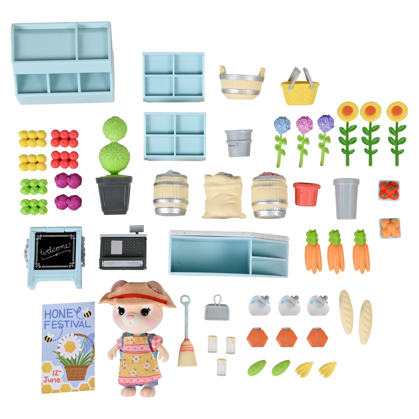 Buzz General Store 8" Tall Dollhouse Playset, 56 Pieces, Ages 3+, No Assembly