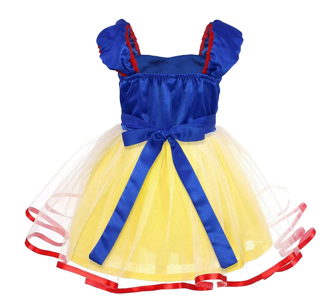 Girls Snow White Princess Dress up Kids Birthday Party Snow White Costume Toddler Tulle Skirt with Accessories Yellow 120 CM 5-6 Years