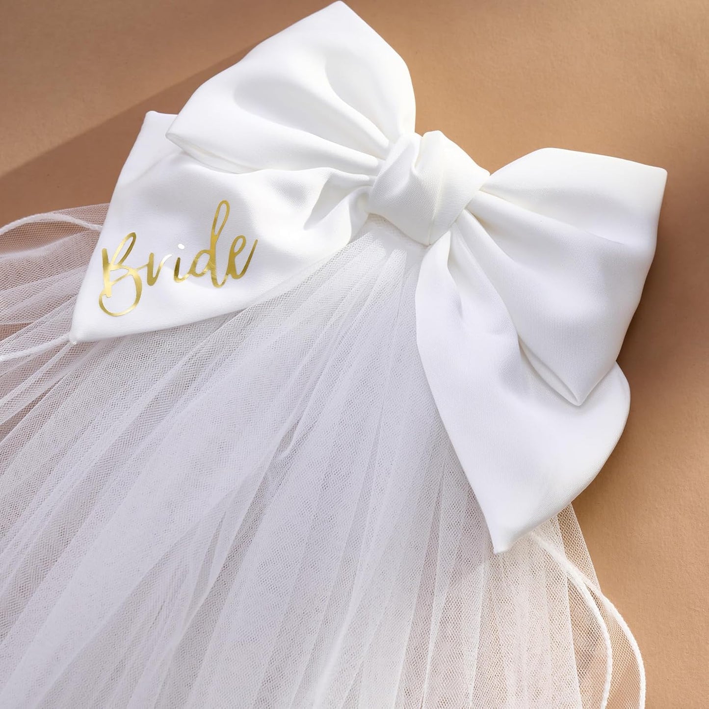 Bridal Hair Bow Veil White Bow Clip Bachelorette Party Decorations Pearl Accessories Bride to Be Bridal Shower Gift