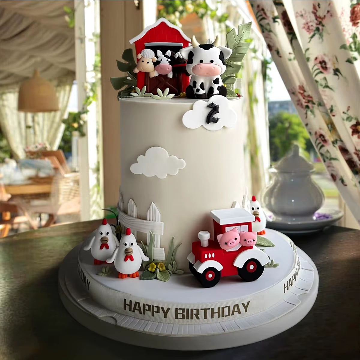 6Pcs Animal Cake Decoration Farm Birthday Cake Topper Cow Cake Decoration for Farm Animal Baby Shower Birthday Party Decorations