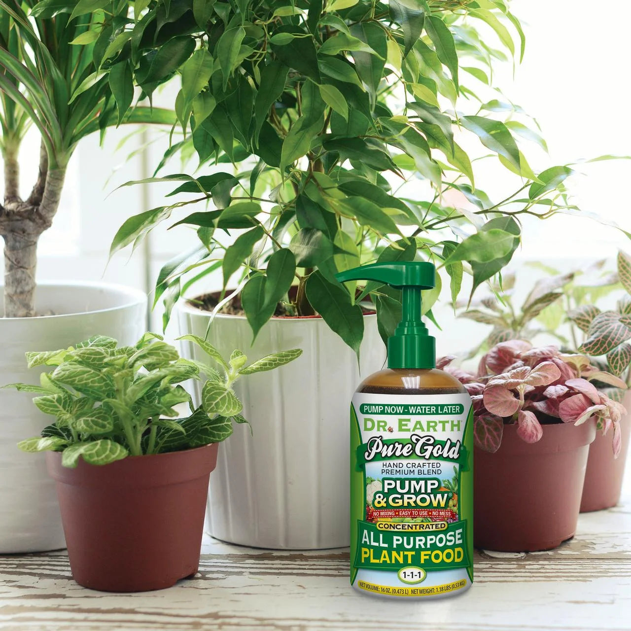 Pure Gold Pump & Grow All Purpose Plant Food, 1-1-1 Fertilizer, 8 Oz.