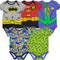 Justice League DC Comics Baby 5 Pack Cosplay Costume Bodysuits Newborn to Infant Sizes (Newborn - 24 Months)