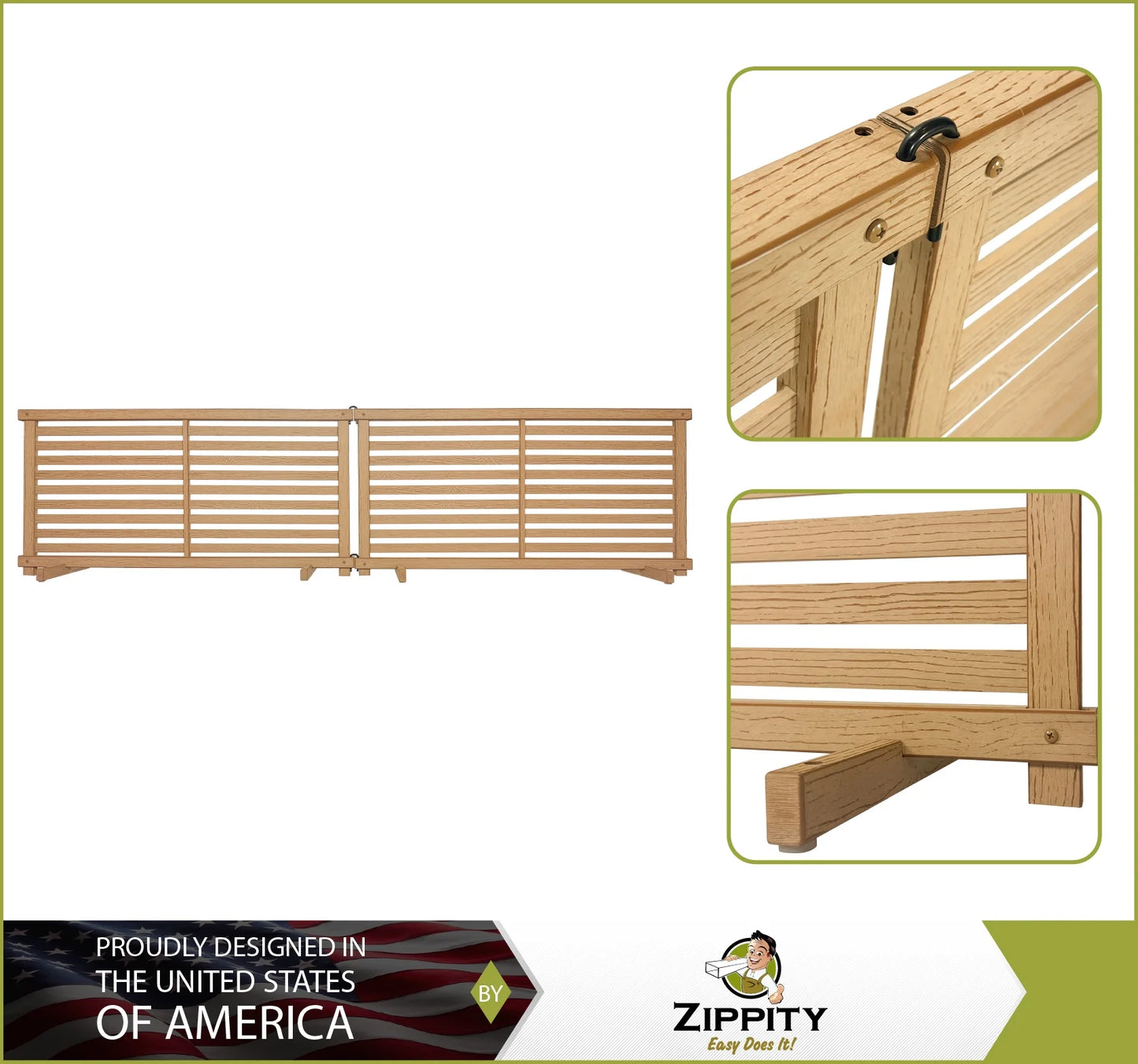 ZP19072 1.8 Ft H X 3.7 Ft W Woodtek Vinyl Cedar Color Slatted Portable Puppy Fence Kit (2 Panels)