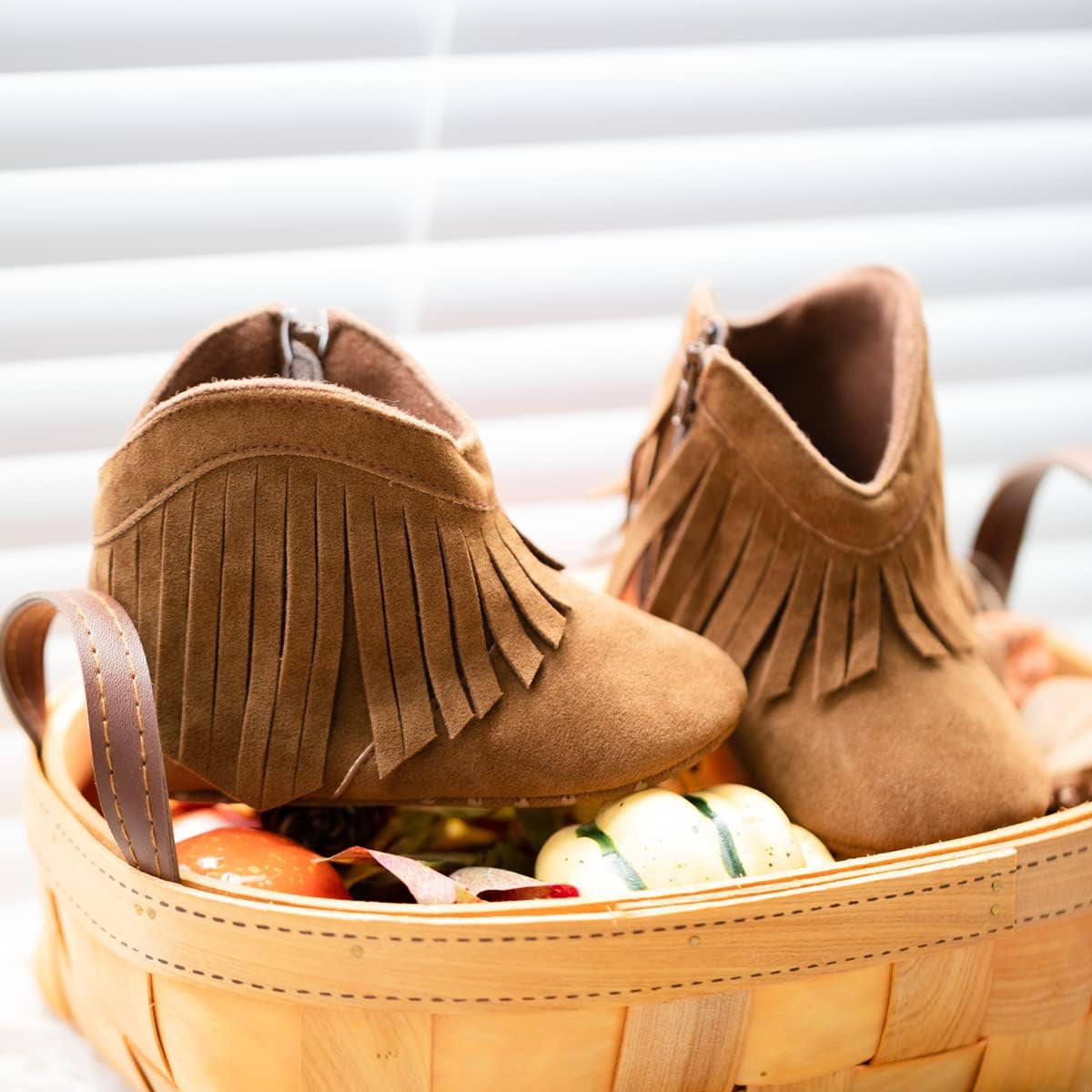 Baby Girls Cowboy Tassel Boots Side Zipper Moccasins Soft Bottom Non-Slip Toddler Shoe
