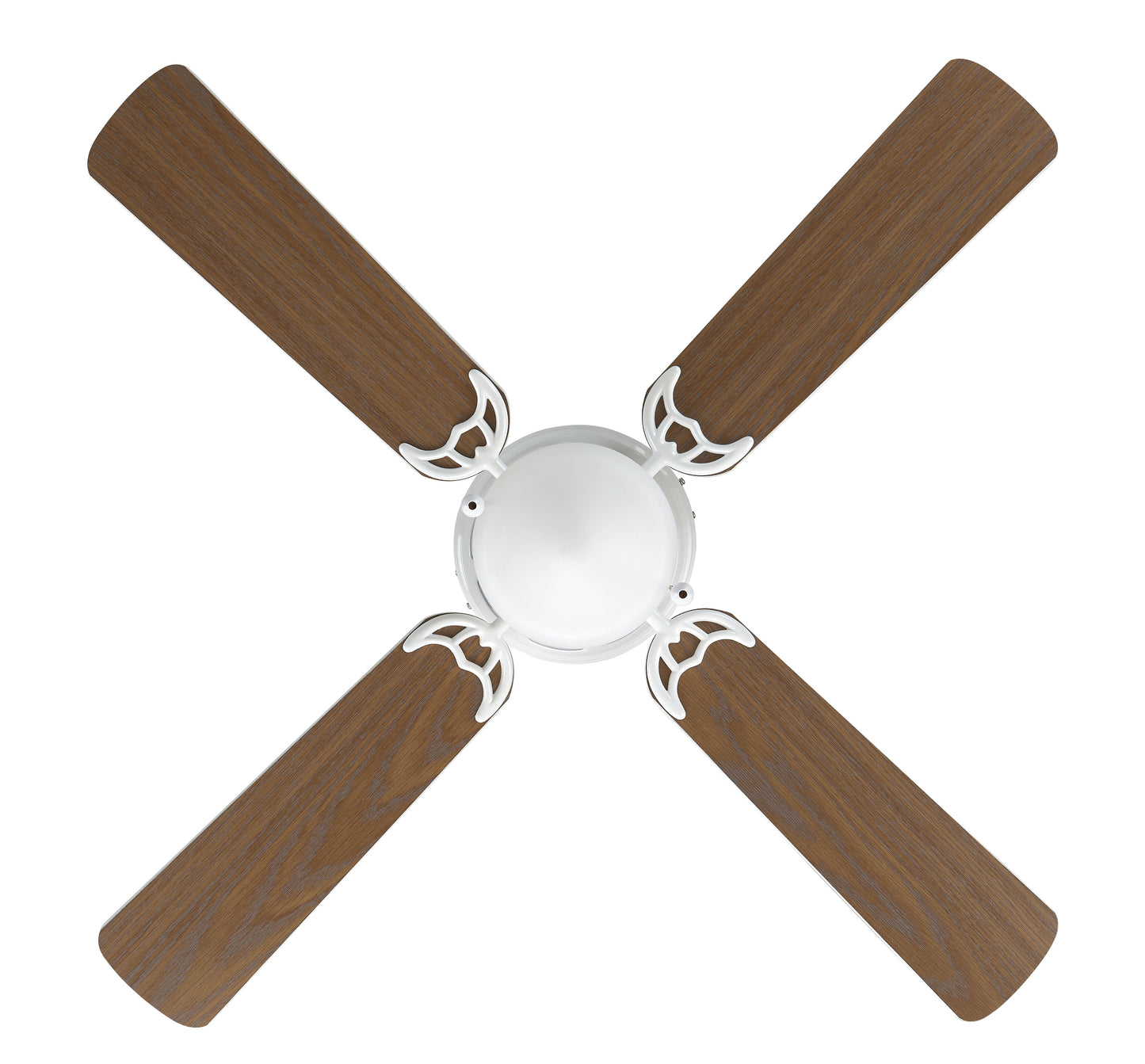 42 Inch Hugger Metal Indoor Ceiling Fan with Light, White, 4 Blades, LED Bulb, Reverse Airflow
