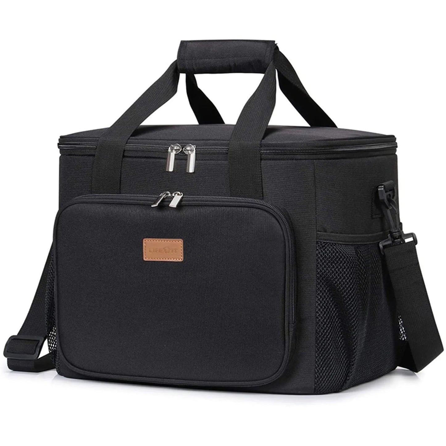 Insulated Lunch Bag Box for Women Men, Reusable Cooler Tote Bag, Black