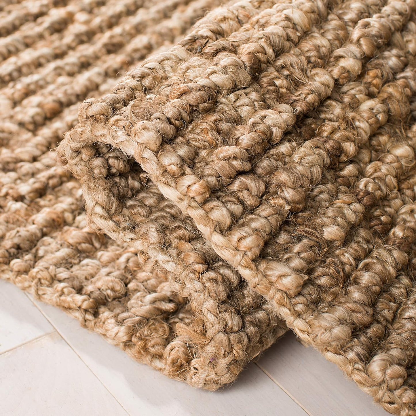 Natural Fiber Collection Runner Rug - 2' X 8', Natural, Handmade Chunky Textured Jute 0.75-Inch Thick, Ideal for High Traffic Areas in Living Room, Bedroom (NF447A)