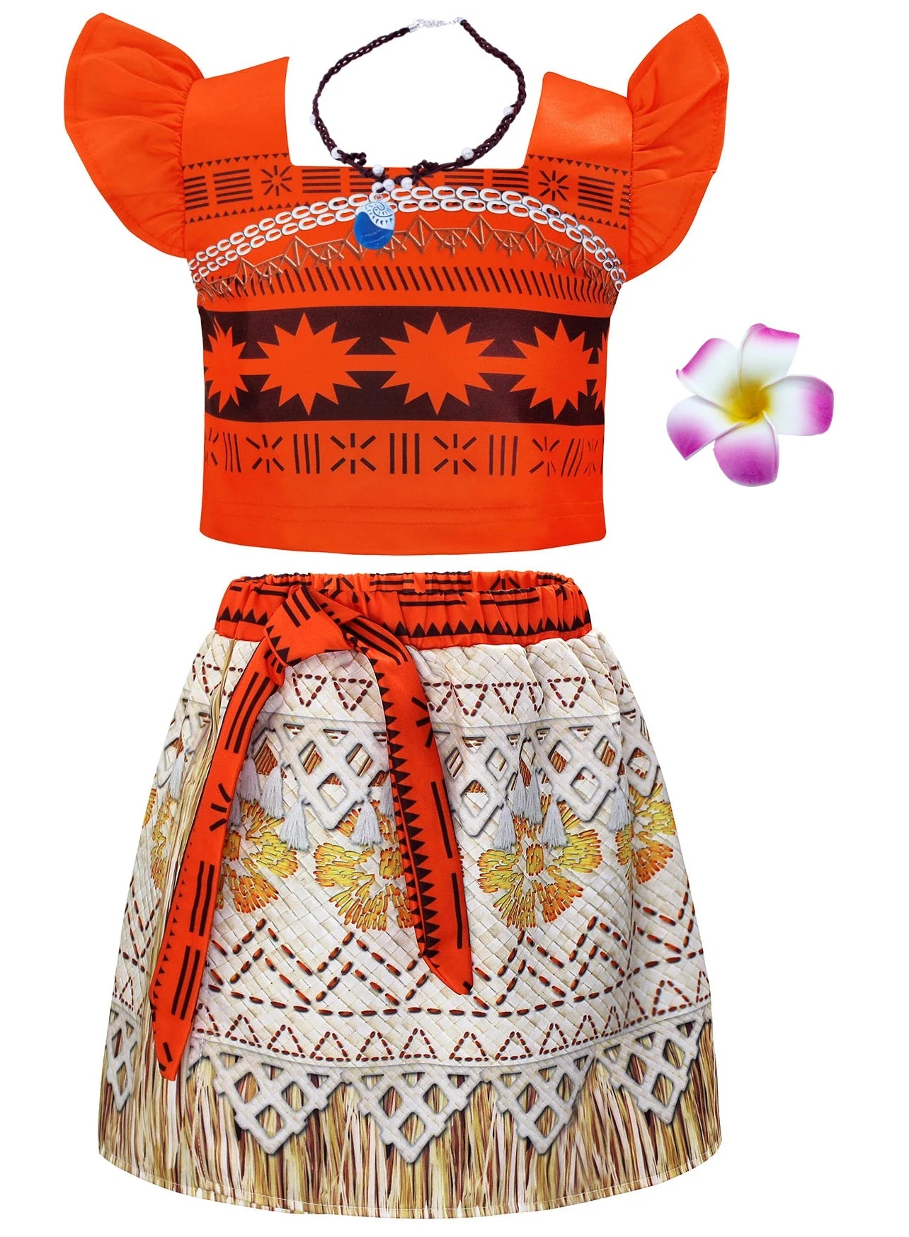 Moana Ocean Adventure Costume for Girls Skirt Sets Princess Dress up Kids Cosplay Role Play Christmas Outfit with Accessories