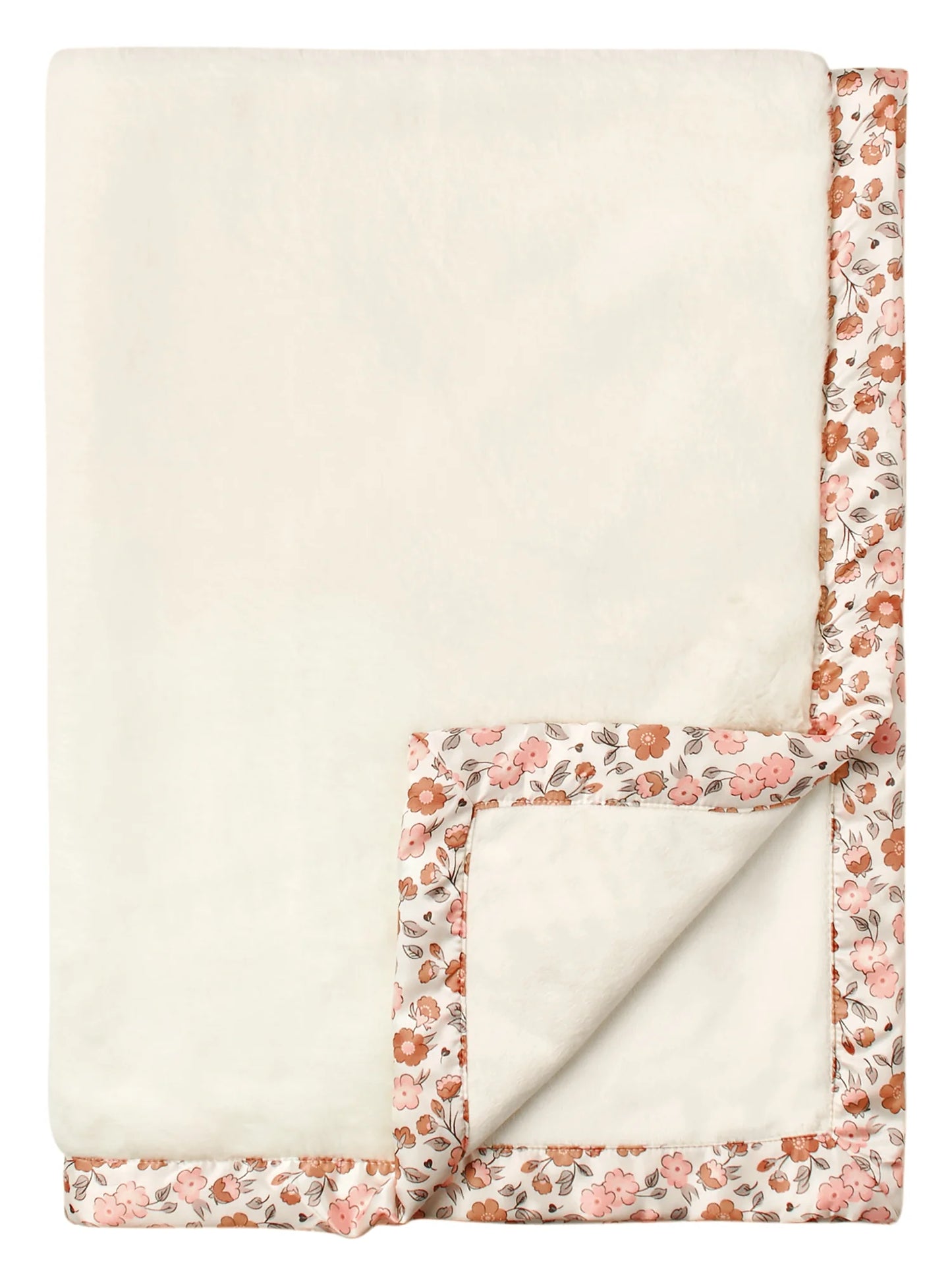 by Gerber Gender Neutral Plush Blanket with Satin Trim, Ivory