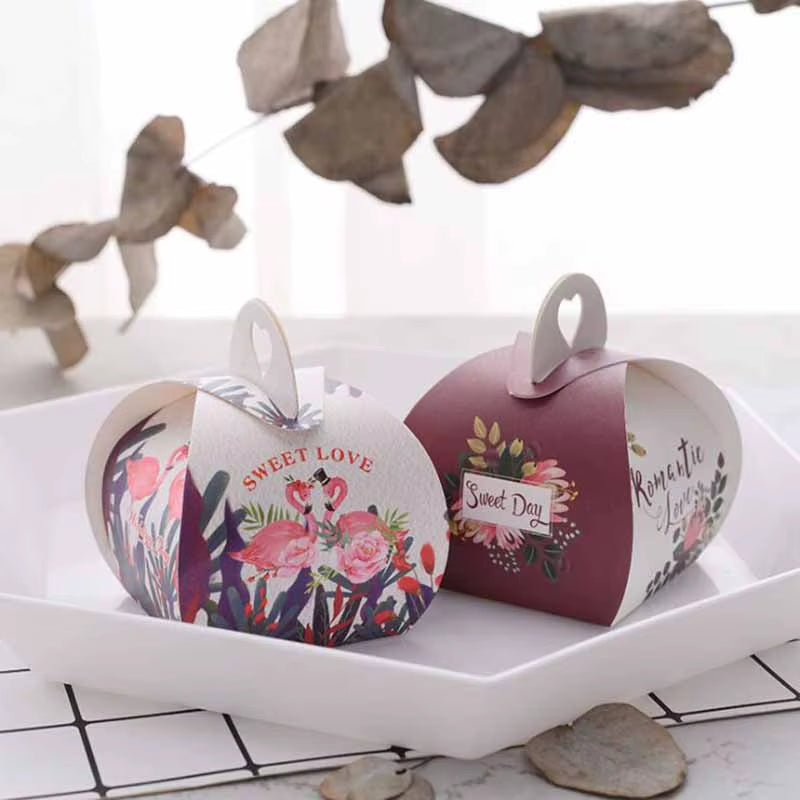 10Pcs 5.5X5.5X6.5Cm Paper Candy Box Flamingo Chocolate Gift Box for Baby Shower Birthday Wedding Party Supplies