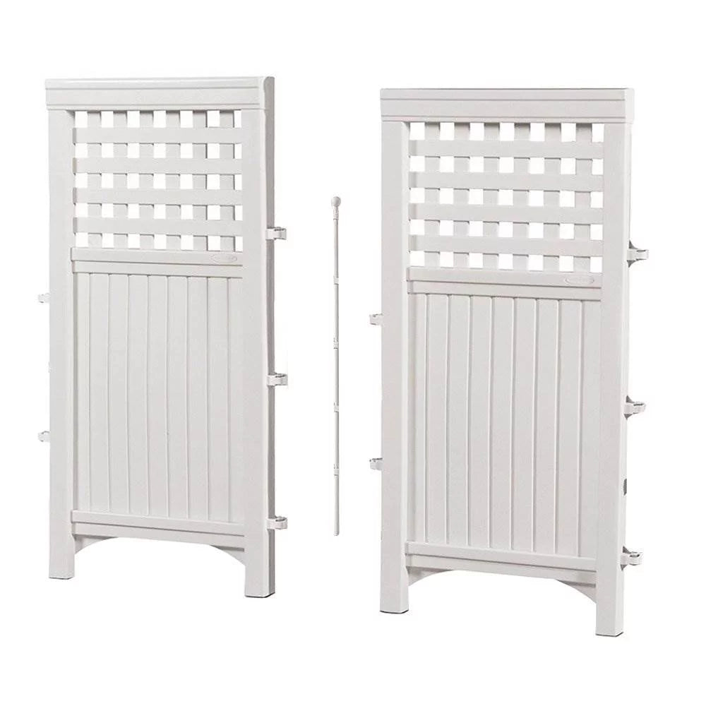 FS4423D Outdoor Patio 4 Panel Screen Enclosure Gated Fence, Plastic, White, 44 in H X 24 in D