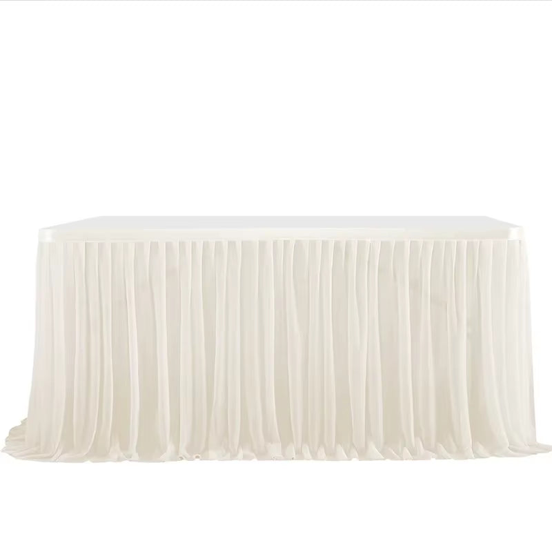 6/9FT Party Table Skirt Birthday Pleated Dessert Tablecloth Cover Wedding Festive Table Skirting Baby Shower Home Table Decor