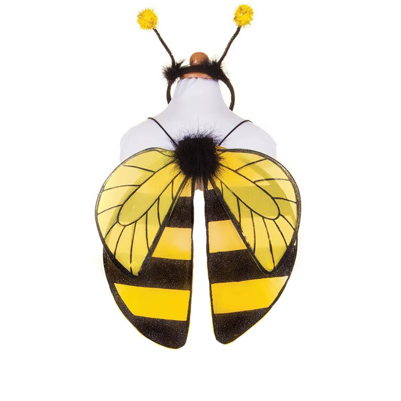 Girl Boy Kids Yellow Bee Wing Headband 2Pcs Set Cosplay Performance Props Birthday Party Gift Costume Christmas Halloween