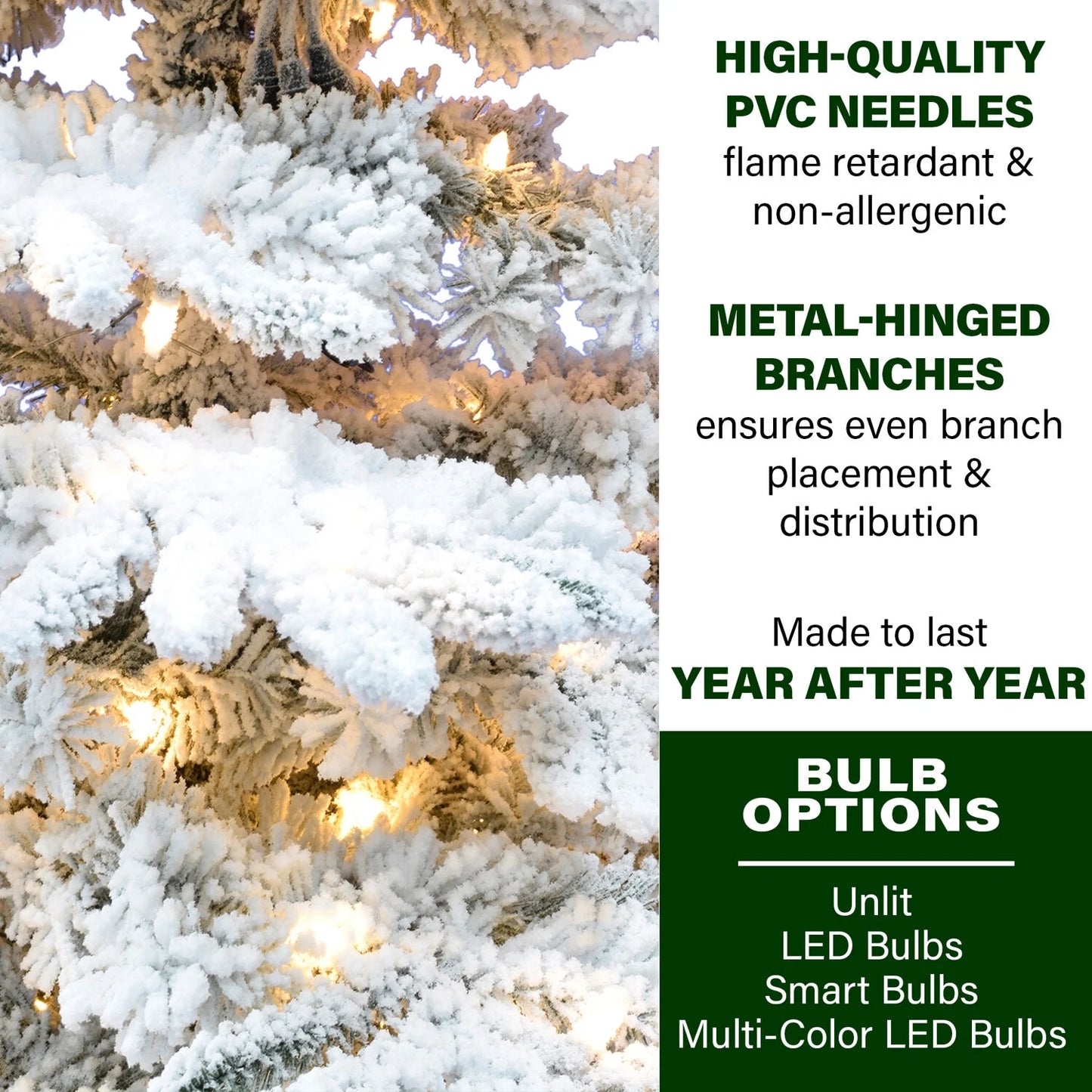 Pre-Lit Warm White 1600 LED Lights Mountain Pine Snow Flocked Artificial Christmas Tree, 12'
