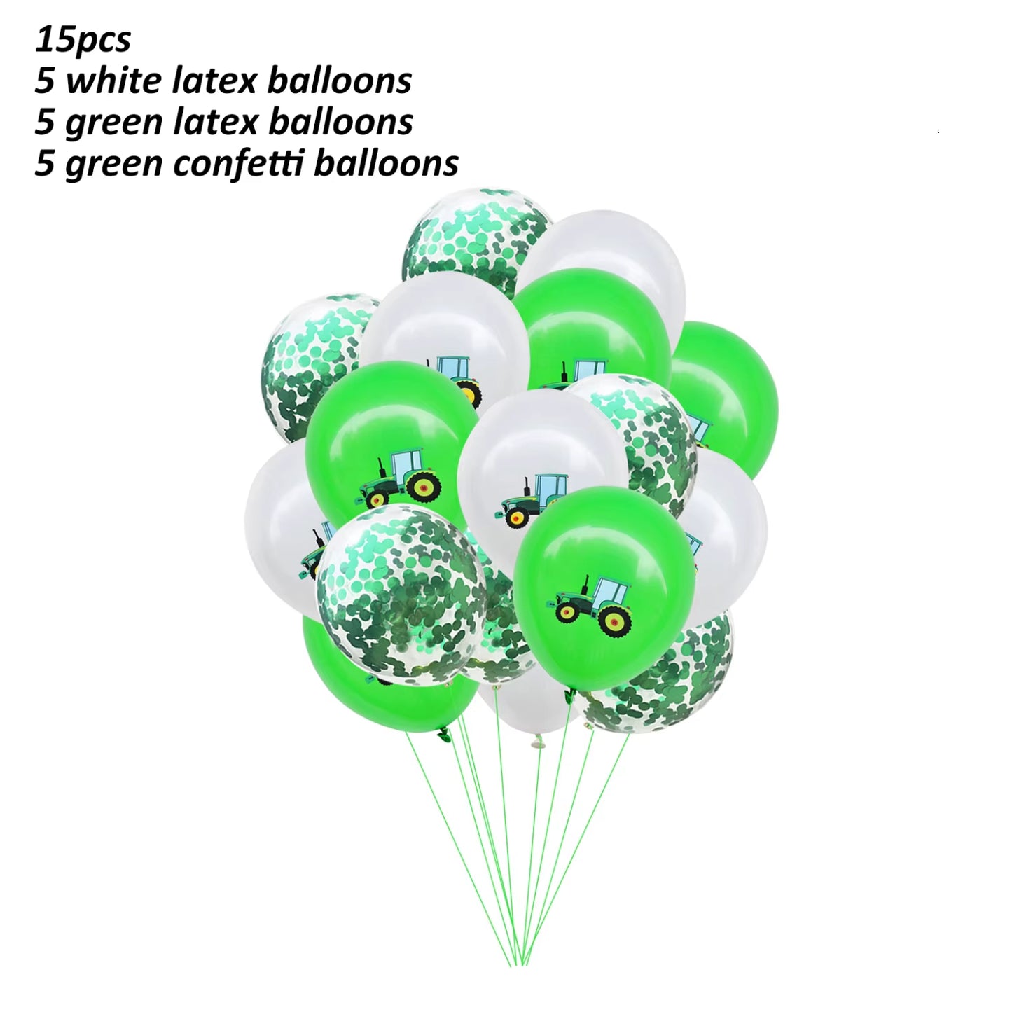 1 Set Farm Tractor Party Happy Birthday Banner Excavator Vehicle Green Theme Balloons Cake Topper Party Decoration