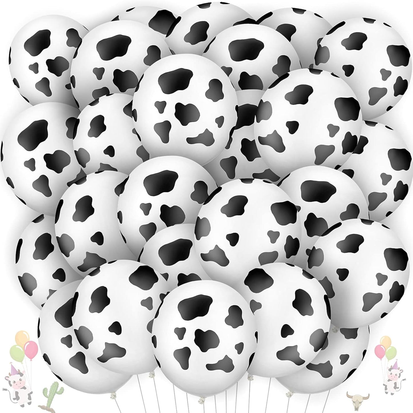 25 Pieces Cow Party Balloons Funny Print Balloons Latex Balloons Western Theme Farm Balloons for Birthday Farm Party Favor Supplies Decorations(Cow Style)