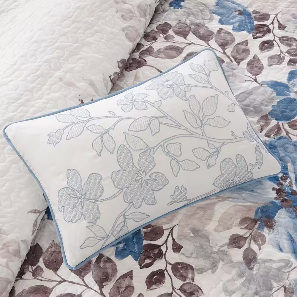 Piper 6-Piece Blue Microfiber Full/Queen Quilt Set
