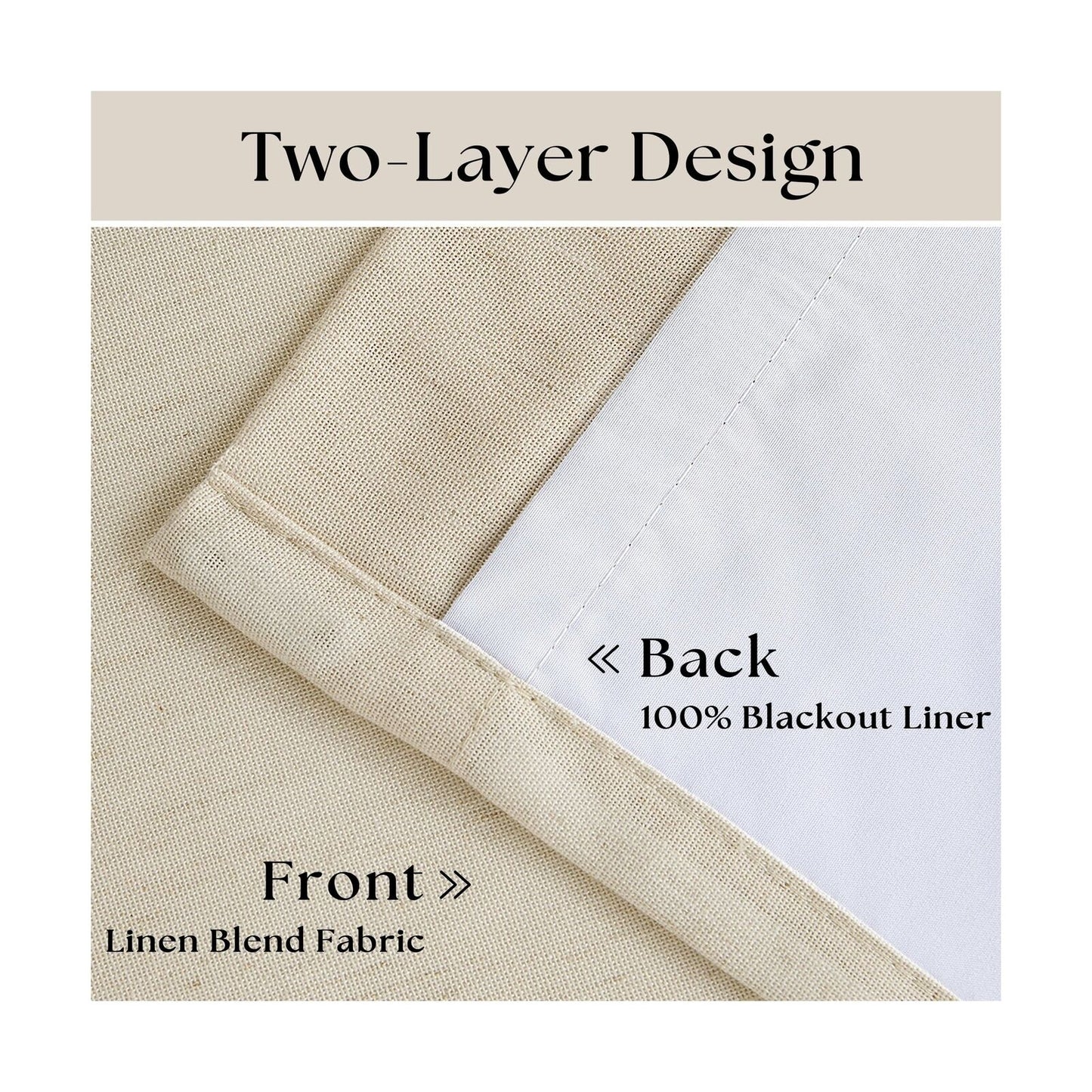 Pleated Linen Blackout 120 Inch Curtains for Living Room Dining 2 Panels Set ...