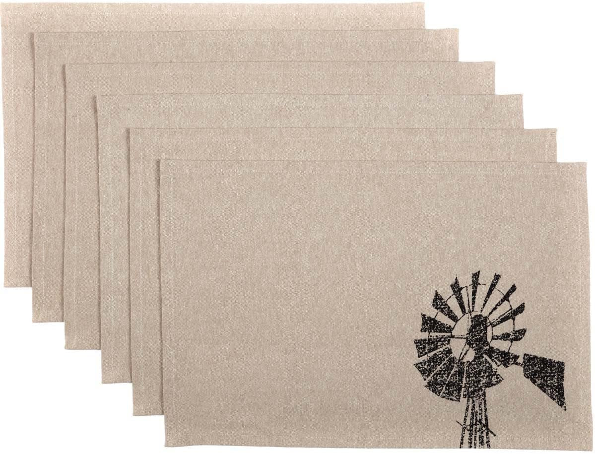 Sawyer Mill Windmill Placemats, Black, 12X18, Set of 6