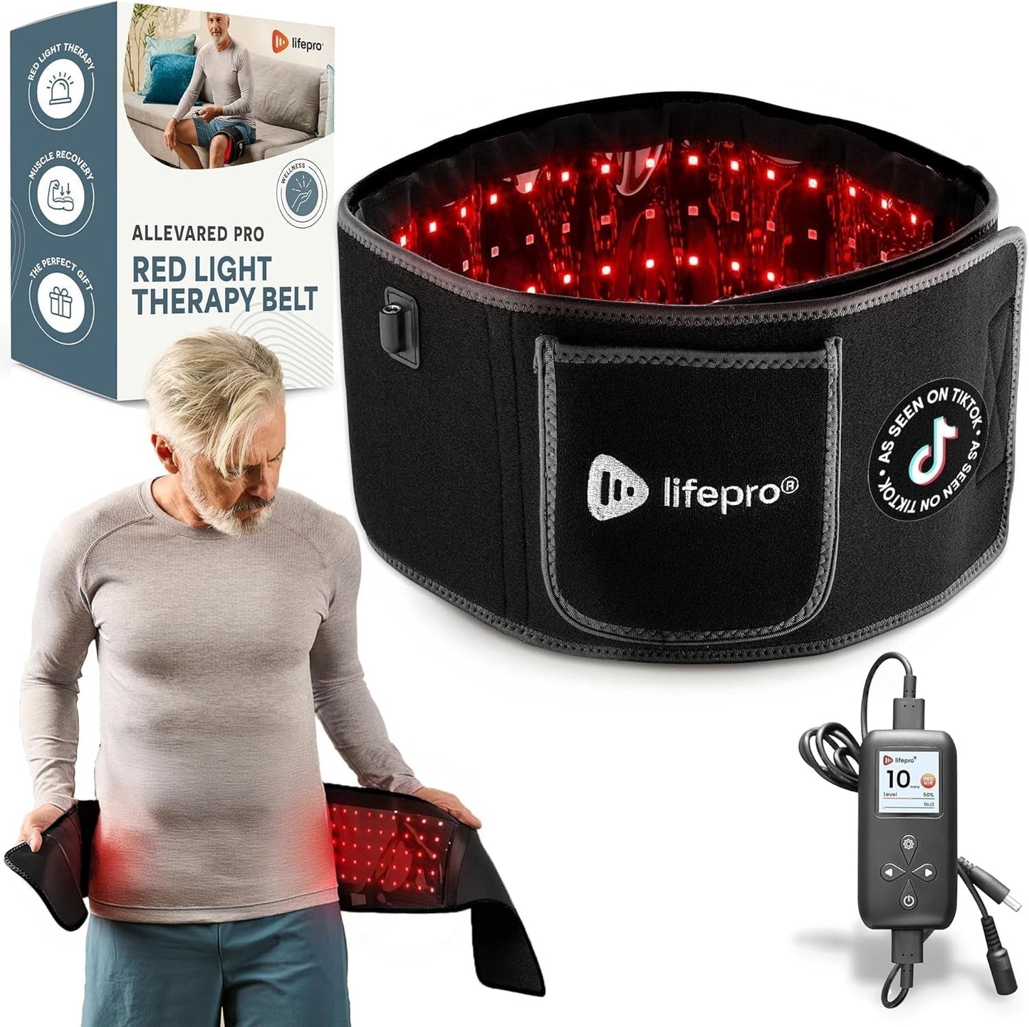Red Light Therapy Belt - 660Nm & 850Nm near Infrared & Red Light Therapy for Body, Relaxing Muscle, Inflammation, Improve Circulation