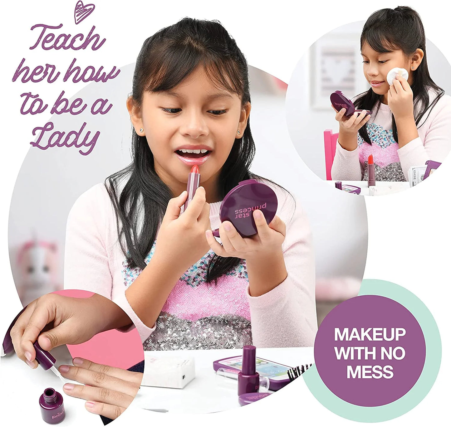Play Purse for Girls and Toddlers - Realistic Purse and Complete Set of Pretend Play Accessories Including Toy Phone, Wallet, Credit Cards, Keys, Makeup for Role Playing Ages 3 4 5 6 7 8 Years and Up