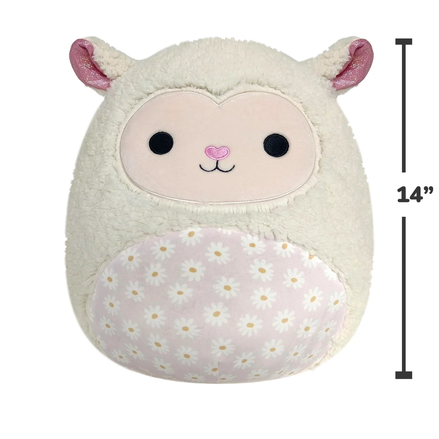 14 Inch Sophie the Cream Lamb with Daisy Flower Bell Pattern - Child'S Ultra Soft Plush Toy