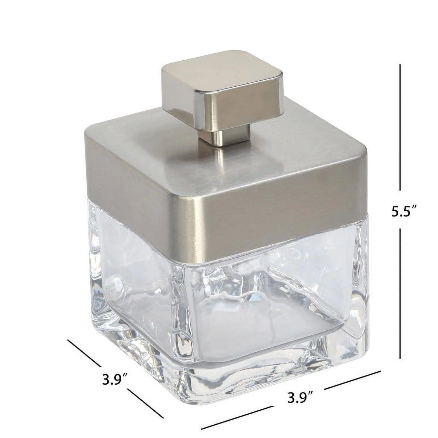 Metal and Glass Covered Jar, Clear with Silver Accent