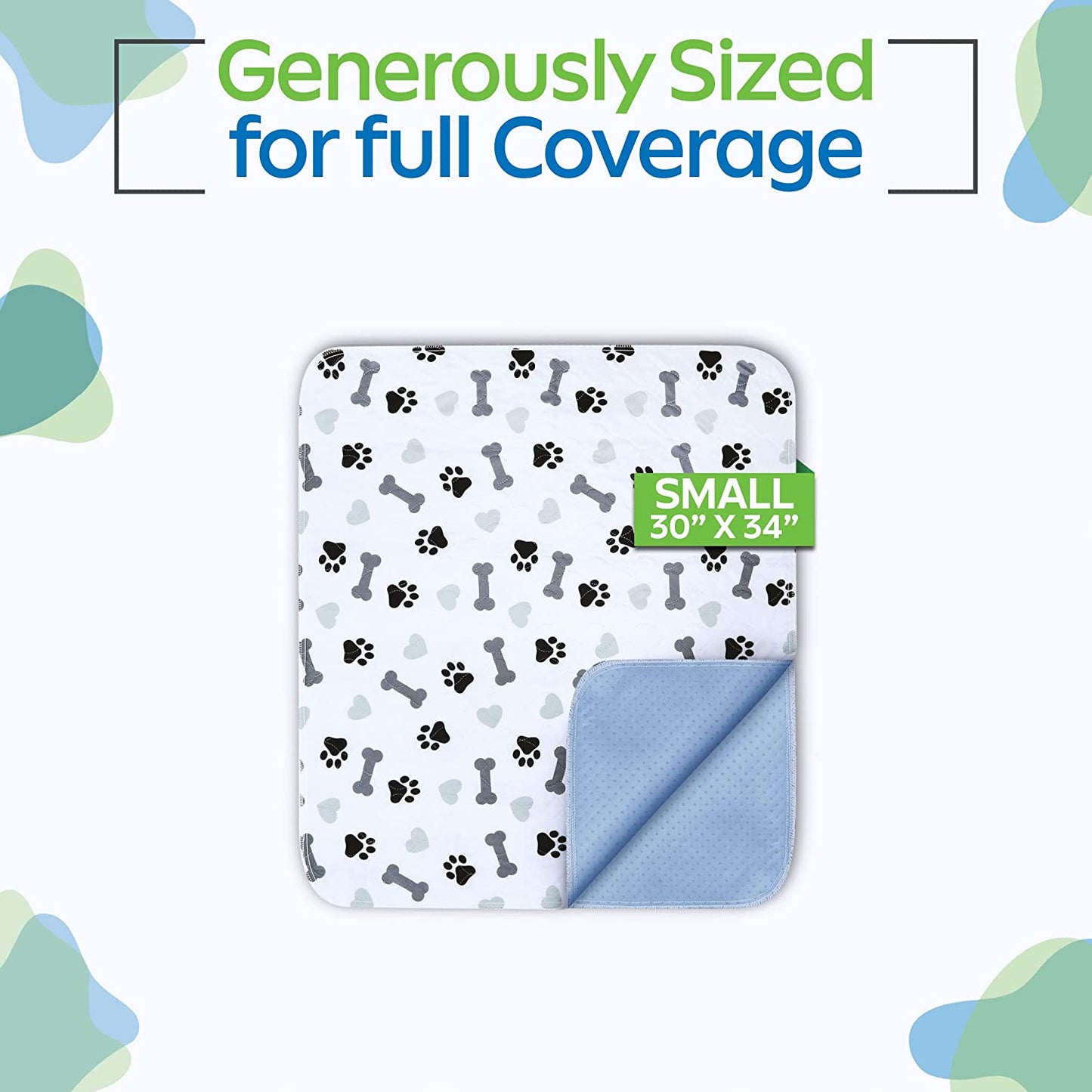 Washable Pee Pads for Dogs - Waterproof Reusable Puppy Pads with Anti-Slip Backing, Pet Training Pad for Puppy Playpen, Crate, Whelping Box, Potty Training (Pack of 2 - 30X34)