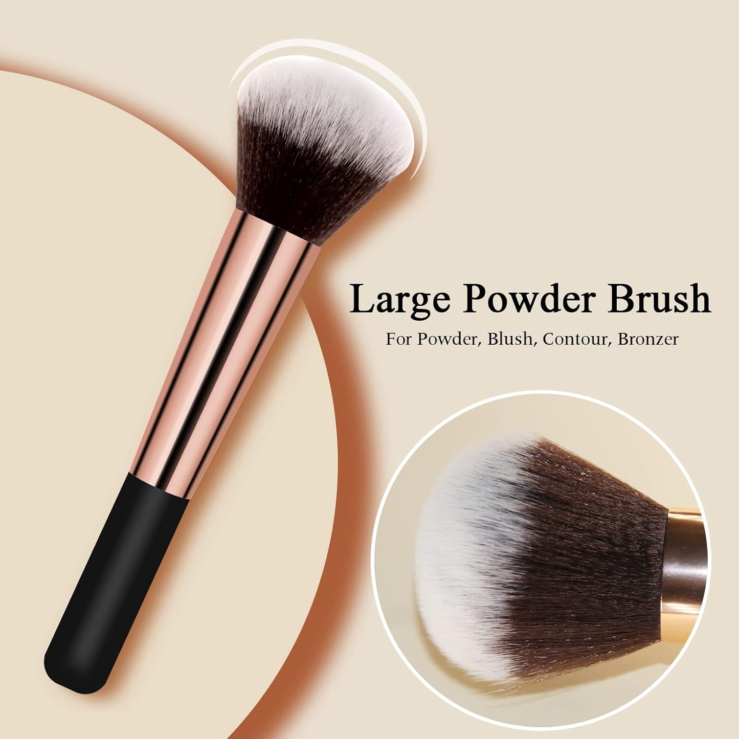 Makeup Brushes Powder Foundation Brush Flawless Powder Brush Set with Highlighter Brush Blush Brush with Wooden Handle Perfect for Blending, Buffing Liquid, Powder, Foundation, Cream, Concealer