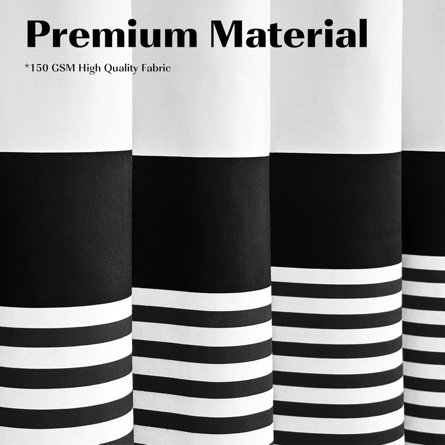 Farmhouse Shower Curtain Tassel,96 Inch Extra Long Black White Striped Bathroom Shower Curtain,72 X 96