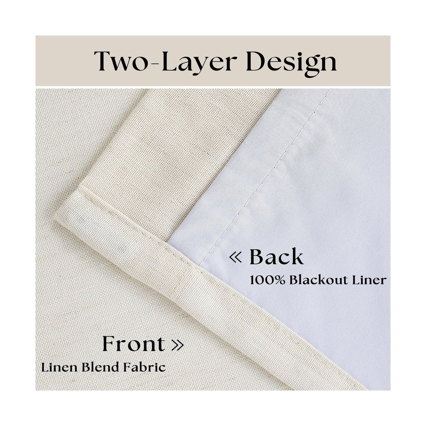 Natural Cream Linen Black Out Curtains 120 Inch Long for Living Room Bedroom ...