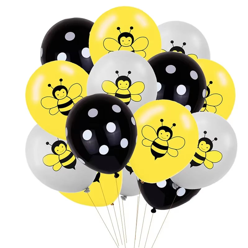 Bumble Bee Themed Happy Bee Day Balloons Happy Birthday Banner Honey Bee Party Decoration Cake Topper Baby Shower Party Supplies